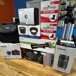 Canon EOS M50 Mirrorless Camera with Lens and Accessories